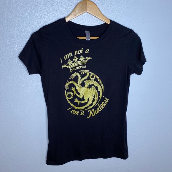Game of Thrones Khaleesi Black & Gold Tee Large - Picture 1 of 6